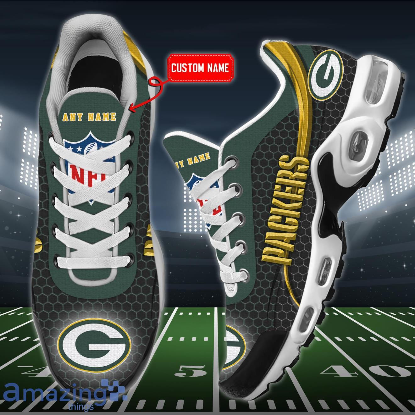 Personalized Green Bay Packers Team Logo Hexagon Pattern Team Color Air Max Shoes Air Cushion Sneakers 1 Personalized Green Bay Packers Team Logo Hexagon Pattern Team Color Air Max Shoes Air Cushion Sneakers