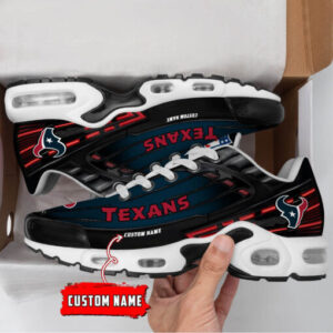 Personalized Houston Texans Black And Team Color Stripes Black Air Max Shoes Air Cushion Sneakers