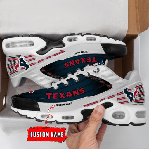 Personalized Houston Texans Black And Team Color Stripes White Shoes Air Cushion Sneakers 1 Personalized Houston Texans Black And Team Color Stripes White Shoes Air Cushion Sneakers
