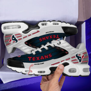 Personalized Houston Texansblack And Team Color Stripes White Air Max Shoes Air Cushion Sneakers