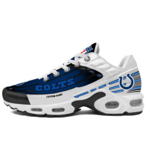 Personalized Indianapolis Coltsblack And Team Color Stripes White Air Max Shoes Air Cushion Sneakers