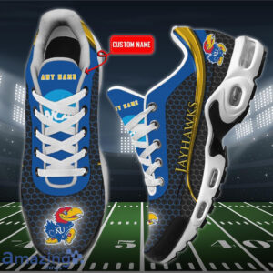 Personalized Kansas Jayhawks Team Logo Hexagon Pattern Team Color Air Max Shoes Air Cushion Sneakers