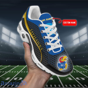 Personalized Kansas Jayhawks Team Logo Hexagon Pattern Team Color Air Max Shoes Air Cushion Sneakers