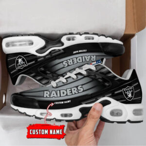 Personalized Las Vegas Raiders Black And Team Color Stripes Black Air Max Shoes Air Cushion Sneakers