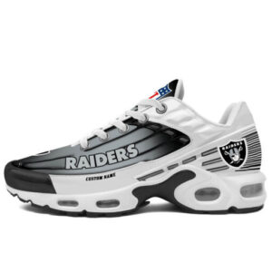 Personalized Las Vegas Raidersblack And Team Color Stripes White Air Max Shoes Air Cushion Sneakers