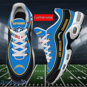Personalized Los Angeles Chargers Team Logo Team Name On Black Air Max Shoes Air Cushion Sneakers