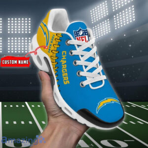 Personalized Los Angeles Chargersteam Logo Rugby Ball Pattern Air Max Shoes Air Cushion Sneakers