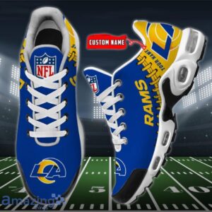 Personalized Los Angeles Rams Team Logo Rugby Ball Pattern Air Max Shoes Air Cushion Sneakers