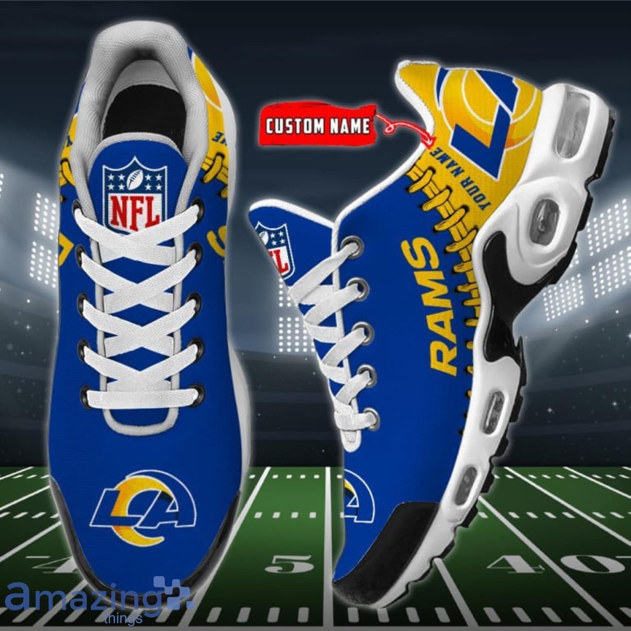 Personalized Los Angeles Rams Team Logo Rugby Ball Pattern Air Max Shoes Air Cushion Sneakers 1 Personalized Los Angeles Rams Team Logo Rugby Ball Pattern Air Max Shoes Air Cushion Sneakers