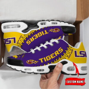 Personalized Lsu Tigers Team Logo Rugby Ball Pattern Air Max Shoes Air Cushion Sneakers
