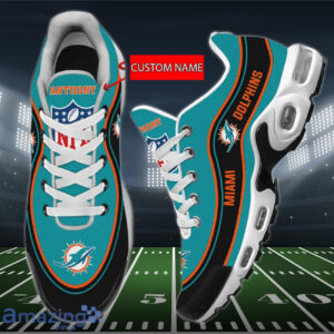 Personalized Miami Dolphins Team Logo Team Name On Black Air Max Shoes Air Cushion Sneakers