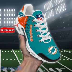 Personalized Miami Dolphinsteam Logo Rugby Ball Pattern Air Max Shoes Air Cushion Sneakers