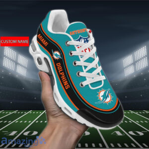 Personalized Miami Dolphinsteam Logo Team Name On Black Air Max Shoes Air Cushion Sneakers