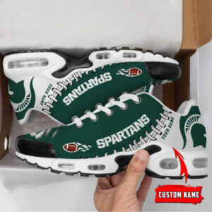Personalized Michigan State Spartans Team Logo Rugby Ball Pattern Air Max Shoes Air Cushion Sneakers