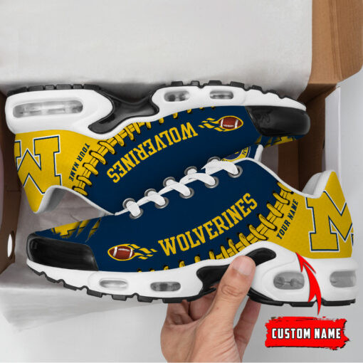 Personalized Michigan Wolverines Team Logo Rugby Ball Pattern Air Max Shoes Air Cushion Sneakers 1 Personalized Michigan Wolverines Team Logo Rugby Ball Pattern Air Max Shoes Air Cushion Sneakers