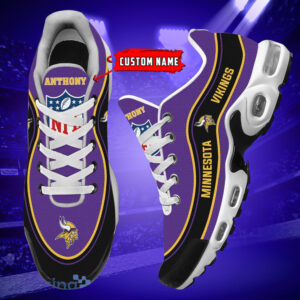 Personalized Minnesota Vikingsteam Logo Team Name On Black Air Max Shoes Air Cushion Sneakers