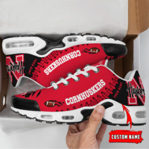 Personalized Nebraska Cornhuskers Team Logo Rugby Ball Pattern Shoes Air Cushion Sneakers