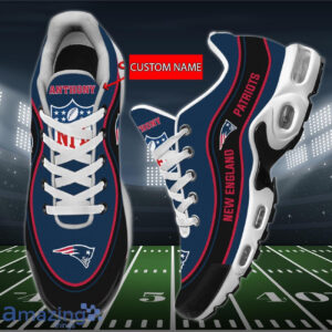 Personalized New England Patriots Team Logo Team Name On Black Shoes Air Cushion Sneakers