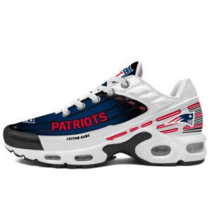 Personalized New England Patriotsblack And Team Color Stripes White Air Max Shoes Air Cushion Sneakers