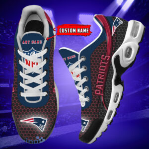 Personalized New England Patriotsteam Logo Hexagon Pattern Team Color Air Max Shoes Air Cushion Sneakers