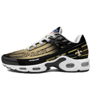 Personalized New Orleans Saintsblack And Team Color Stripes Black Air Max Shoes Air Cushion Sneakers