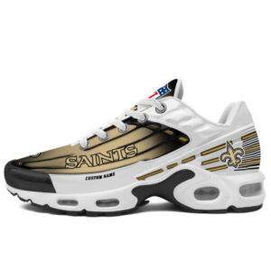 Personalized New Orleans Saintsblack And Team Color Stripes White Air Max Shoes Air Cushion Sneakers