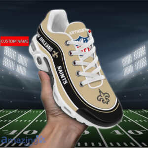 Personalized New Orleans Saintsteam Logo Team Name On Black Air Max Shoes Air Cushion Sneakers