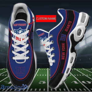 Personalized New York Giants Team Logo Team Name On Black Shoes Air Cushion Sneakers