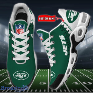 Personalized New York Jets Team Logo Rugby Ball Pattern Air Max Shoes Air Cushion Sneakers