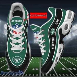 Personalized New York Jets Team Logo Team Name On Black Air Max Shoes Air Cushion Sneakers