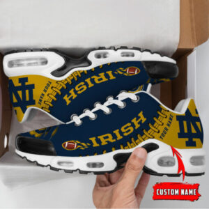 Personalized Notre Dame Fighting Irish Team Logo Rugby Ball Pattern Shoes Air Cushion Sneakers