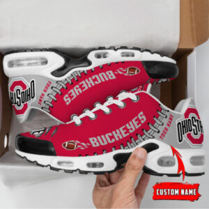 Personalized Ohio State Buckeyes Team Logo Rugby Ball Pattern Air Max Shoes Air Cushion Sneakers