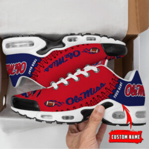 Personalized Ole Miss Rebels Team Logo Rugby Ball Pattern Air Max Shoes Air Cushion Sneakers