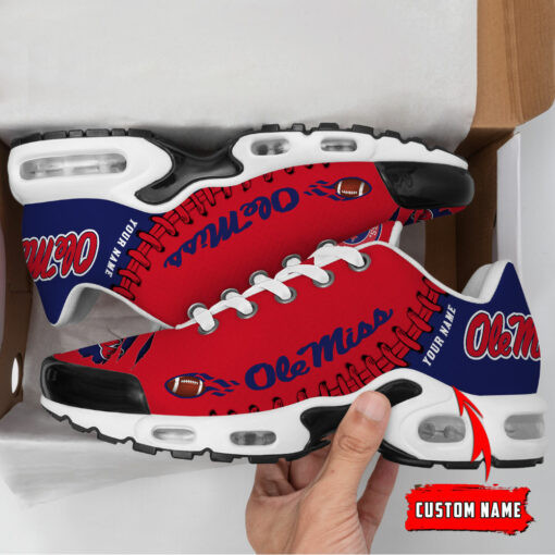 Personalized Ole Miss Rebels Team Logo Rugby Ball Pattern Air Max Shoes Air Cushion Sneakers 1 Personalized Ole Miss Rebels Team Logo Rugby Ball Pattern Air Max Shoes Air Cushion Sneakers
