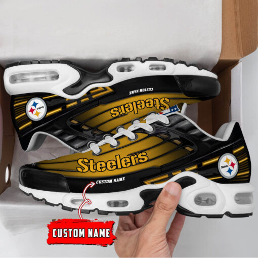 Personalized Pittsburgh Steelers Black And Team Color Stripes Black Air Max Shoes Air Cushion Sneakers 1 Personalized Pittsburgh Steelers Black And Team Color Stripes Black Air Max Shoes Air Cushion Sneakers