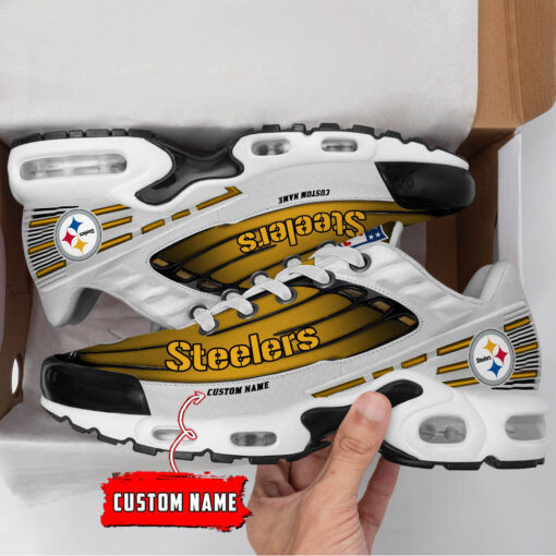Personalized Pittsburgh Steelers Black And Team Color Stripes White Shoes Air Cushion Sneakers 1 Personalized Pittsburgh Steelers Black And Team Color Stripes White Shoes Air Cushion Sneakers