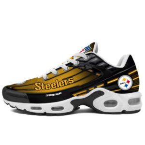 Personalized Pittsburgh Steelersblack And Team Color Stripes Black Air Max Shoes Air Cushion Sneakers