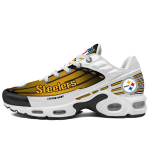 Personalized Pittsburgh Steelersblack And Team Color Stripes White Air Max Shoes Air Cushion Sneakers