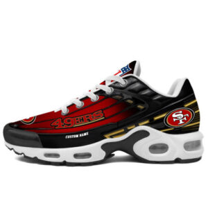 Personalized San Francisco 49ersblack And Team Color Stripes Black Air Max Shoes Air Cushion Sneakers