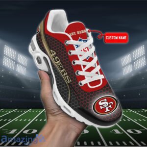 Personalized San Francisco 49ersteam Logo Hexagon Pattern Team Color Air Max Shoes Air Cushion Sneakers