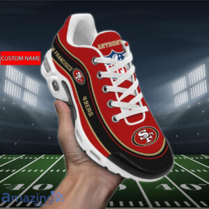 Personalized San Francisco 49ersteam Logo Team Name On Black Air Max Shoes Air Cushion Sneakers