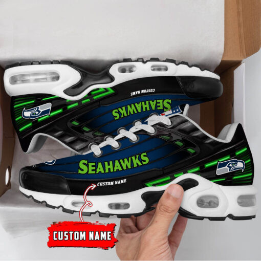 Personalized Seattle Seahawks Black And Team Color Stripes Black Air Max Shoes Air Cushion Sneakers 1 Personalized Seattle Seahawks Black And Team Color Stripes Black Air Max Shoes Air Cushion Sneakers