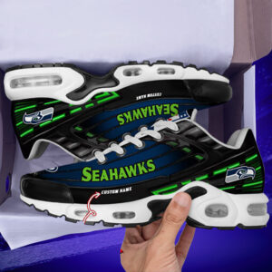 Personalized Seattle Seahawksblack And Team Color Stripes Black Air Max Shoes Air Cushion Sneakers