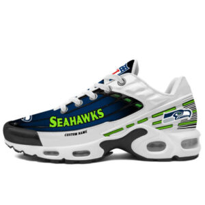 Personalized Seattle Seahawksblack And Team Color Stripes White Air Max Shoes Air Cushion Sneakers