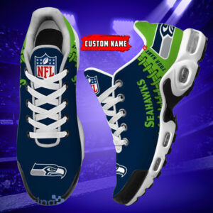 Personalized Seattle Seahawksteam Logo Rugby Ball Pattern Air Max Shoes Air Cushion Sneakers