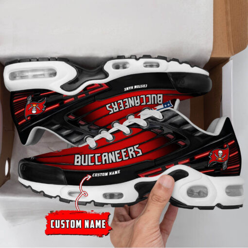 Personalized Tampa Bay Buccaneers Black And Team Color Stripes Black Air Max Shoes Air Cushion Sneakers 1 Personalized Tampa Bay Buccaneers Black And Team Color Stripes Black Air Max Shoes Air Cushion Sneakers