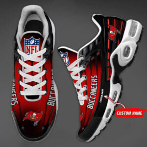 Personalized Tampa Bay Buccaneersblack And Team Color Stripes Black Air Max Shoes Air Cushion Sneakers