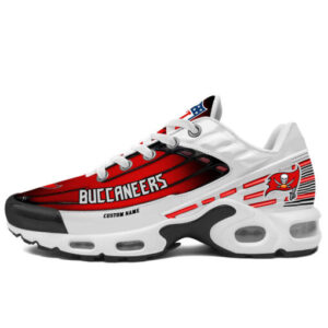 Personalized Tampa Bay Buccaneersblack And Team Color Stripes White Air Max Shoes Air Cushion Sneakers