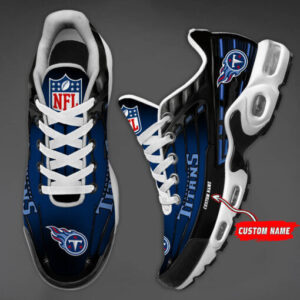 Personalized Tennessee Titansblack And Team Color Stripes Black Air Max Shoes Air Cushion Sneakers