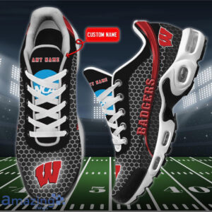 Personalized Wisconsin Badgers Team Logo Hexagon Pattern Team Color Air Max Shoes Air Cushion Sneakers